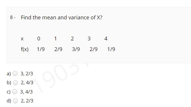 Answered 8 Find The Mean And Variance Of X X 0 Bartleby