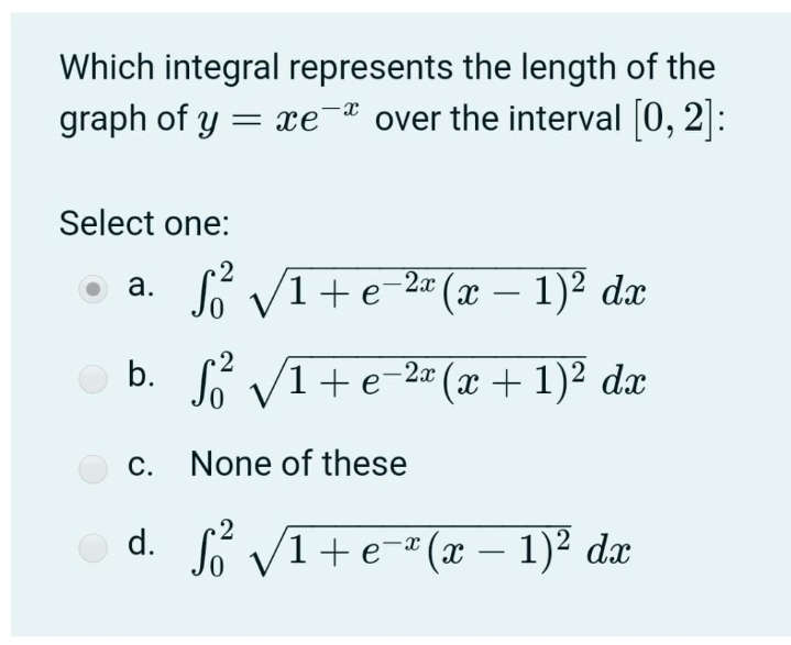 Answered Which Integral Represents The Length Of Bartleby