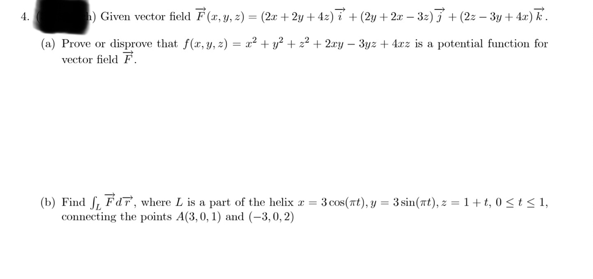 Answered H Given Vector Field F X Y Z 2x Bartleby