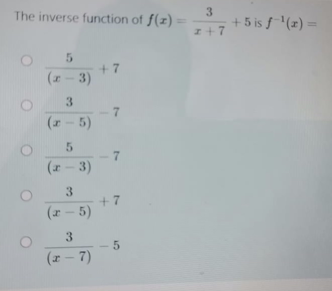 Answered The Inverse Function Of F Z 3 5 Is Bartleby