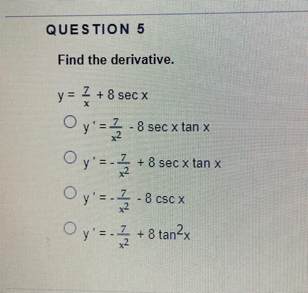 Answered Question 5 Find The Derivative Y 3 Bartleby