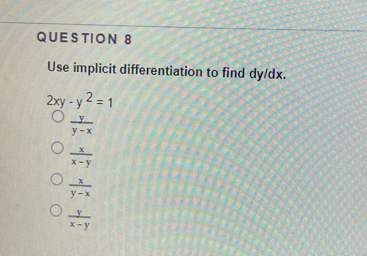 Answered Question 8 Use Implicit Differentiation Bartleby