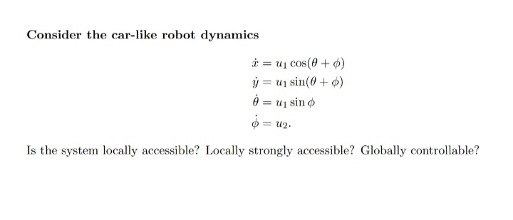 Answered Consider The Car Like Robot Dynamics A Bartleby