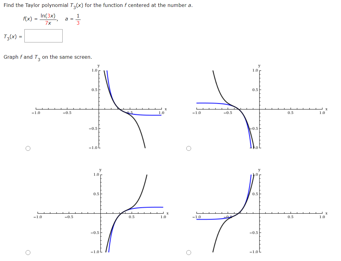 Answered: Find the Taylor polynomial T3(x) for… | bartleby