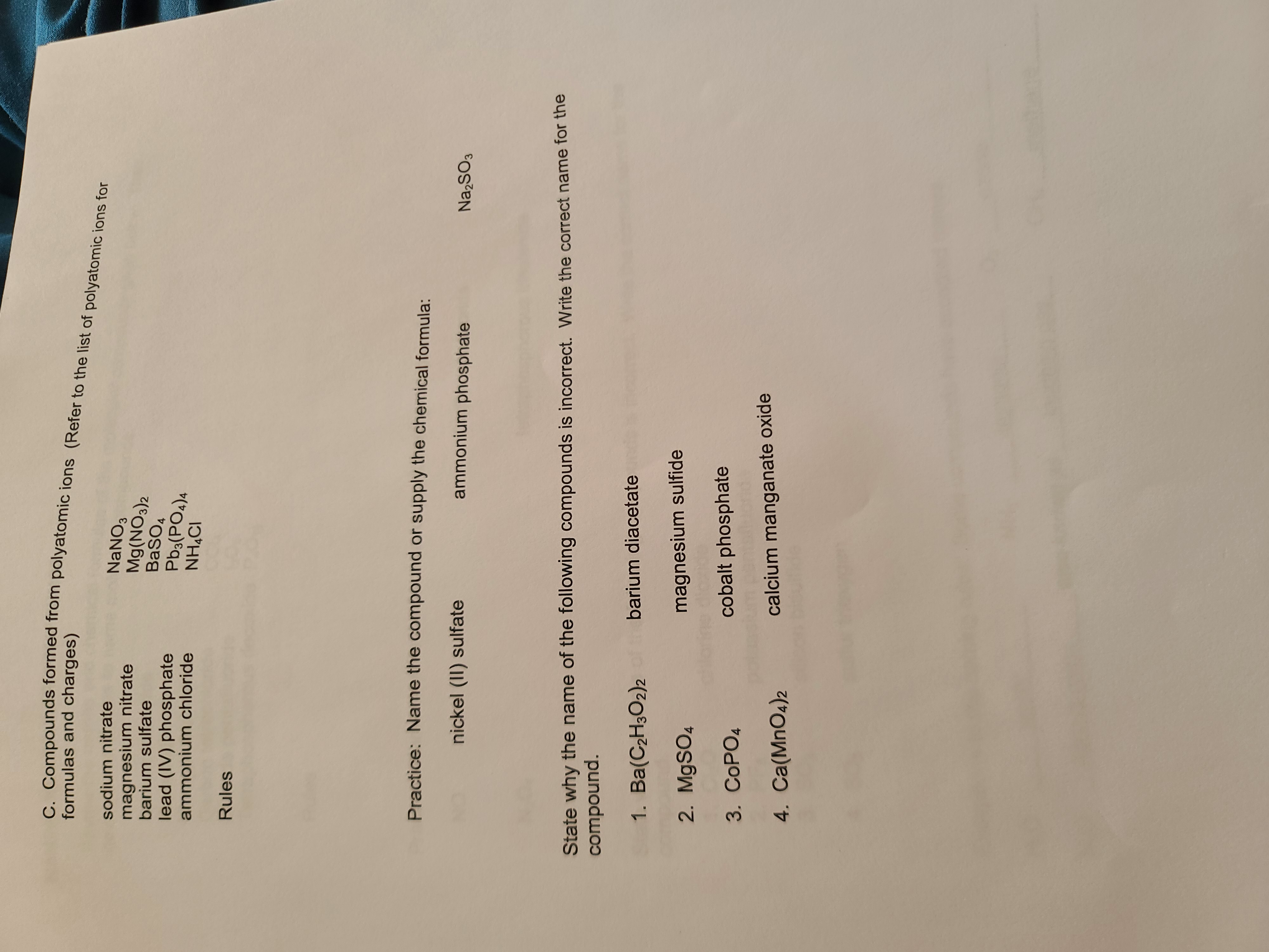 Answered C Compounds Formed From Polyatomic Bartleby