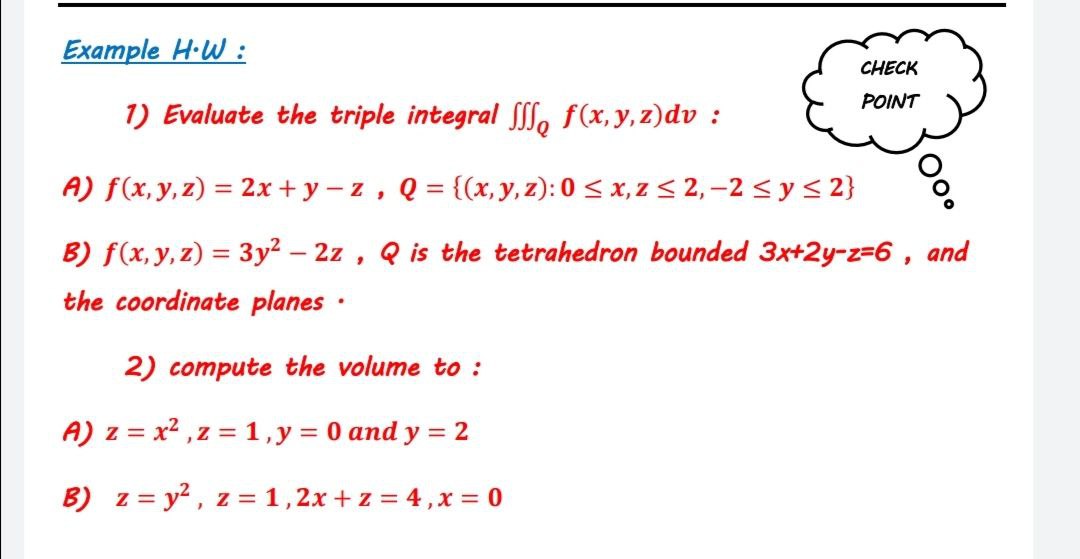 Answered Example H W Check Point 1 Evaluate Bartleby