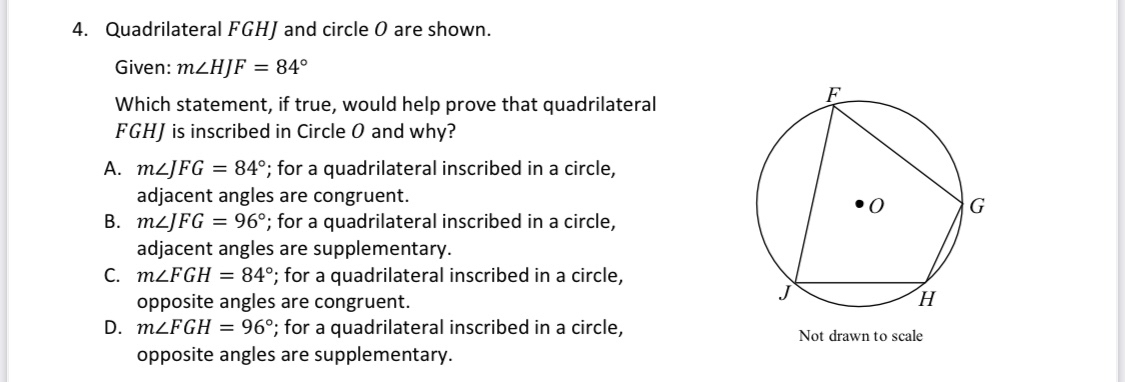 Answered: 4. Quadrilateral FGHJ and circle 0 are… | bartleby