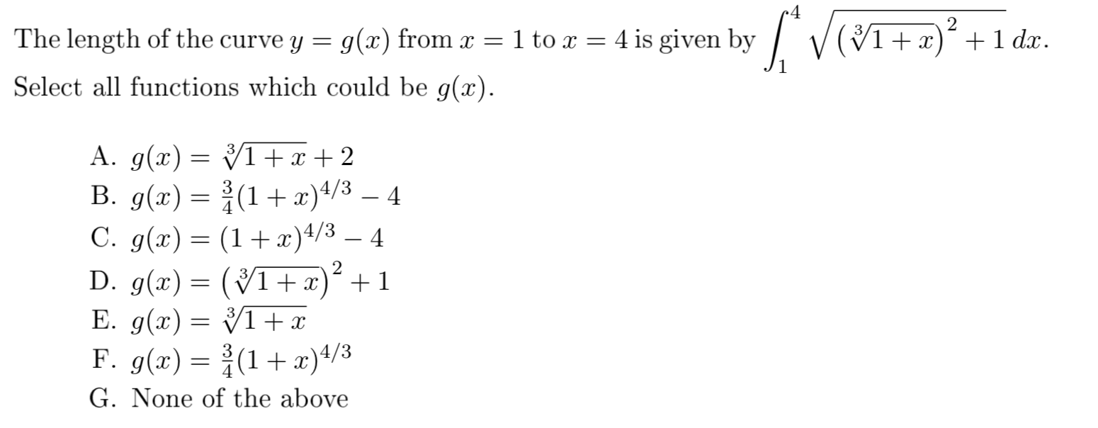 Answered The Length Of The Curve Y G X From X Bartleby