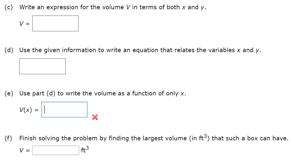 Answered C Write An Expression For The Volume Bartleby