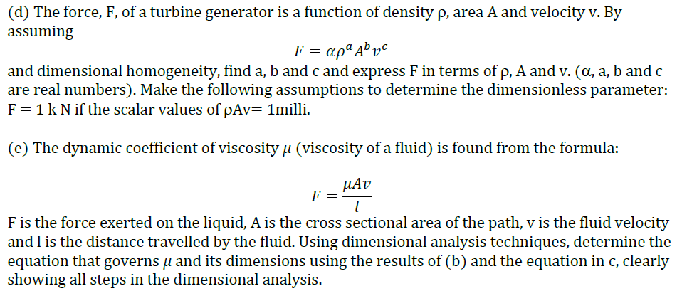 Answered D The Force F Of A Turbine Bartleby