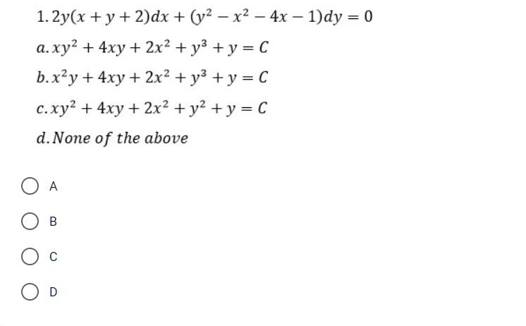 Answered 2y X Y 2 Dx Y X 4x 1 Dy Bartleby