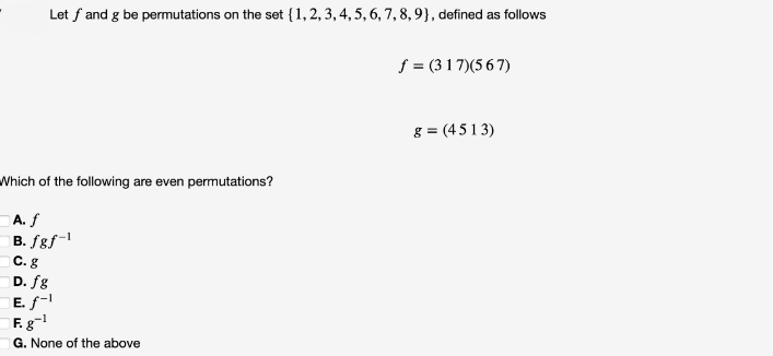 Answered Let F And G Be Permutations On The Set Bartleby