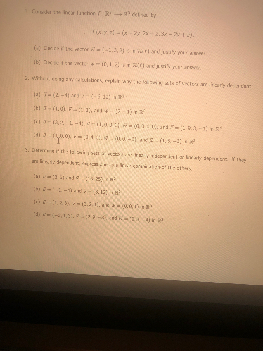 Answered 1 Consider The Linear Function F R3 Bartleby