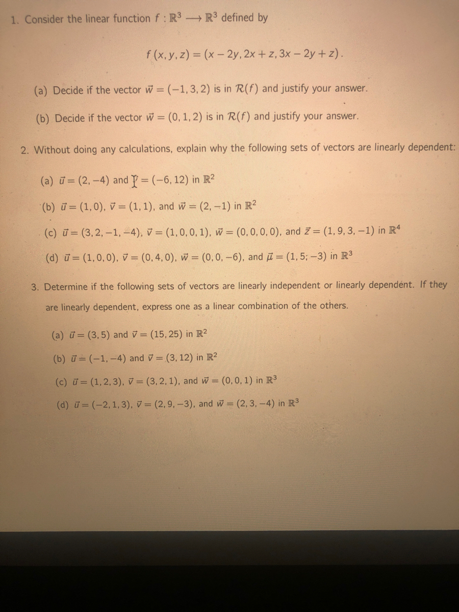 Answered 1 Consider The Linear Function F R3 Bartleby