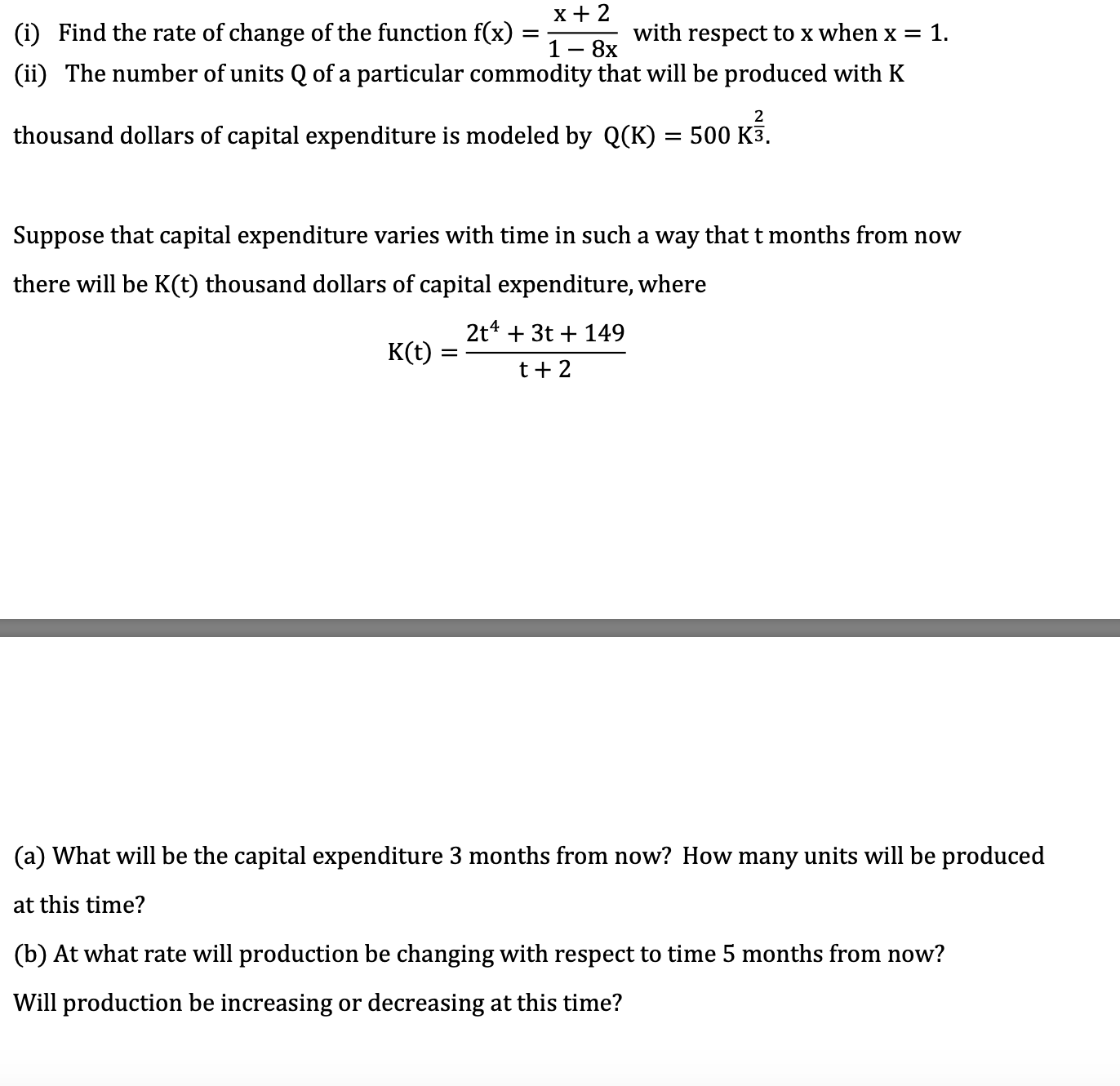 Answered X 2 I Find The Rate Of Change Of The Bartleby