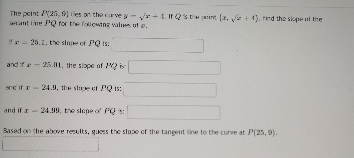 Answered The Point P 25 9 Lies On The Curve Y Bartleby