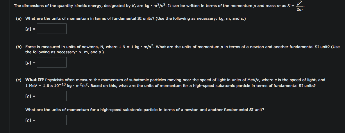 Answered P The Dimensions Of The Quantity Bartleby