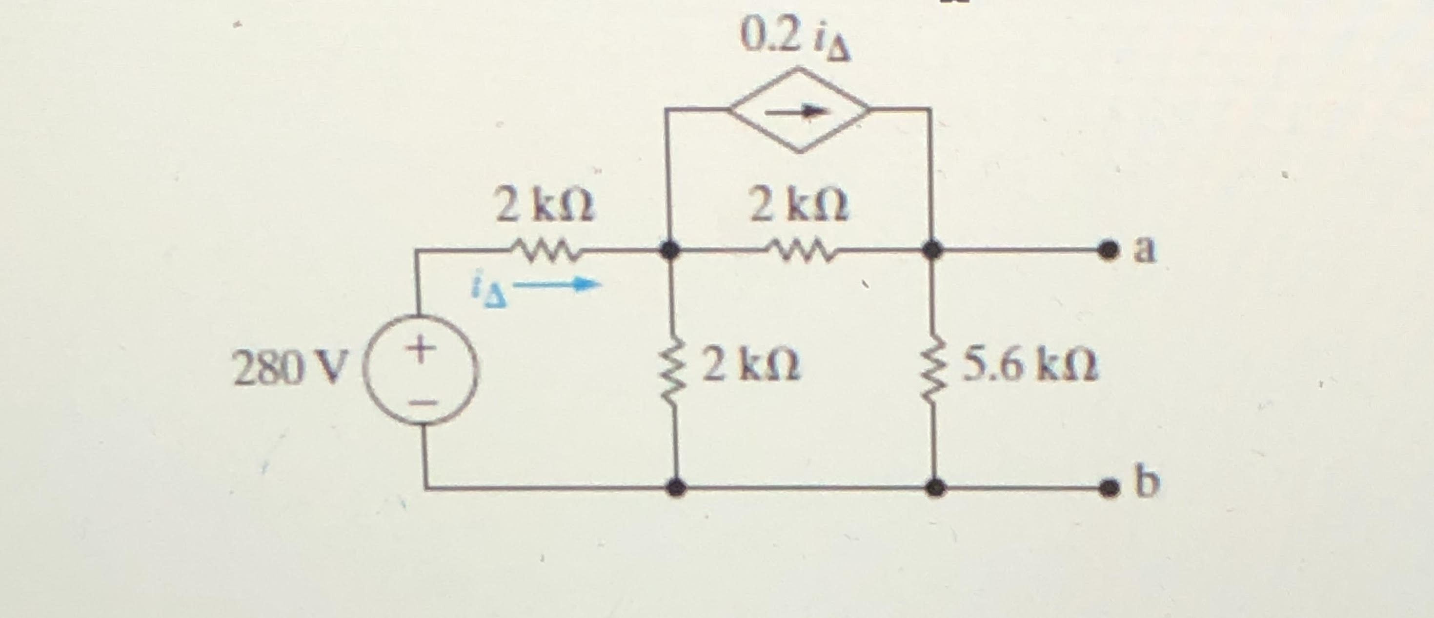 Answered: 0.2 is 2kM 2kM 280 V 2 kN 5.6 kM b | bartleby