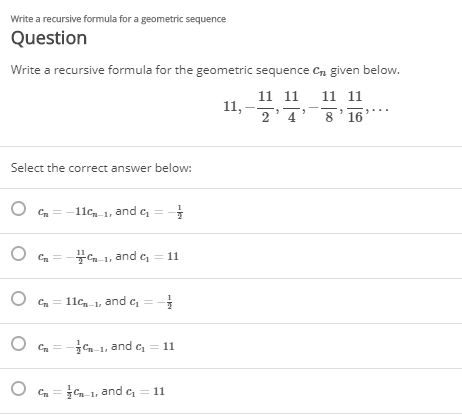 finding recursive formula geometric sequence
