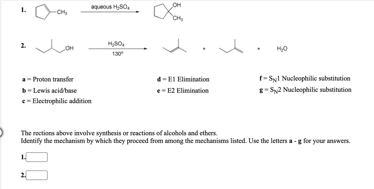 Answered: OH 1. aqueous H2SO4 CH3 CH3 2. H2SO4 OH… | bartleby