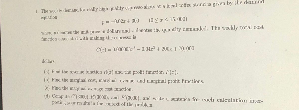 Answered A Find The Revenue Function R R And Bartleby