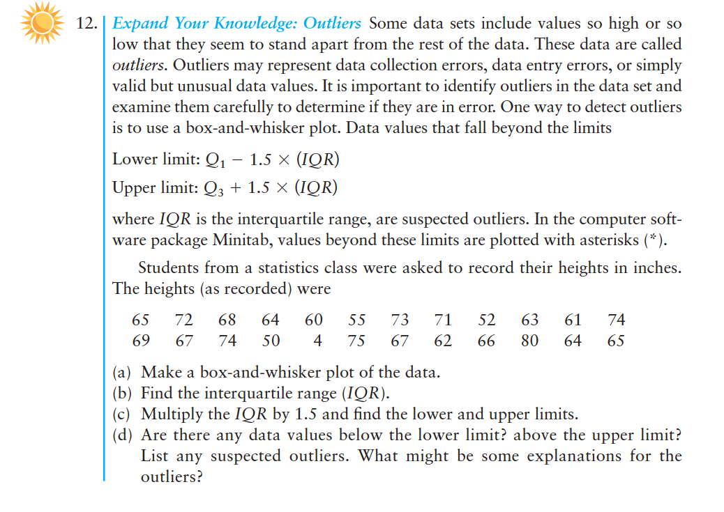 Answered: 12. | Expand Your Knowledge: Outliers… | bartleby