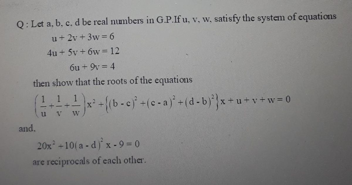 Answered Q Let A B C D Be Real Numbers In Bartleby