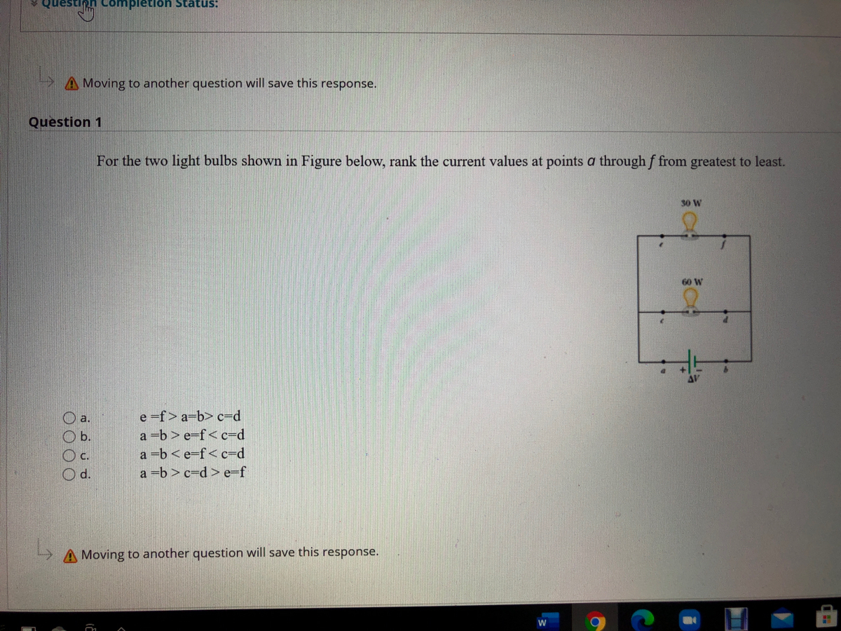 Answered Question 1 For The Two Light Bulbs Bartleby