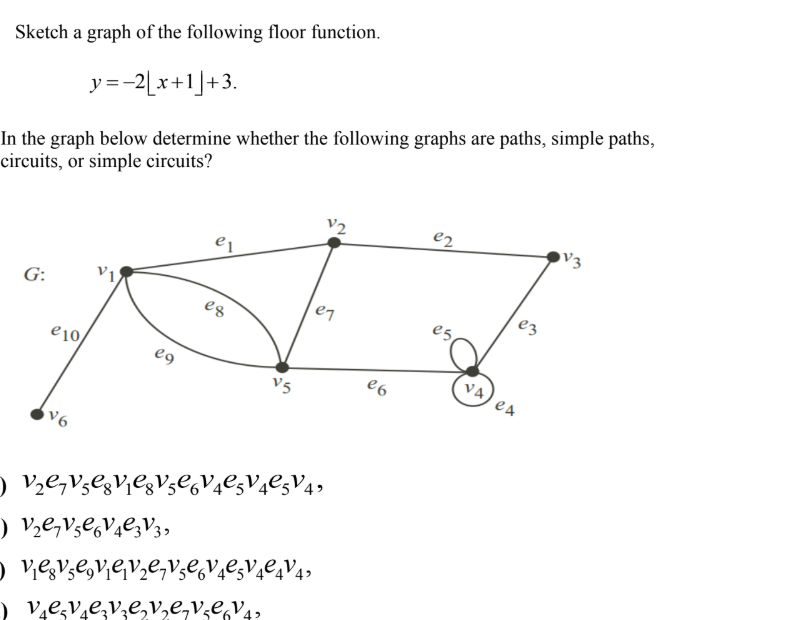 Answered Sketch A Graph Of The Following Floor Bartleby