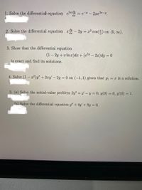 Answered Solve 1 X2 Y 2xy 2y 0 On 1 1 Bartleby