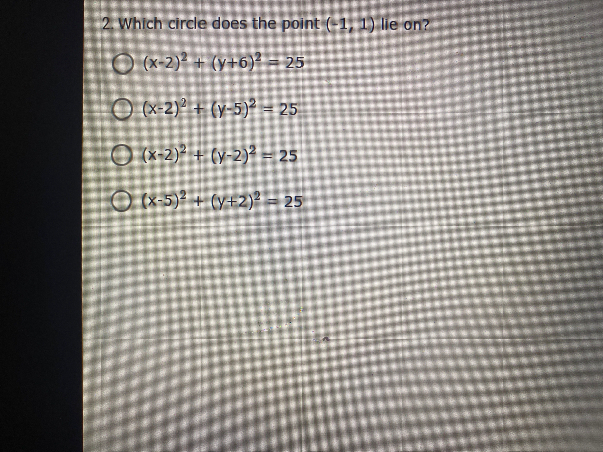 Answered 2 Which Circle Does The Point 1 1 Bartleby