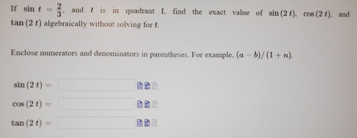 Answered If Sin T And T Is In Quadrant I Find Bartleby