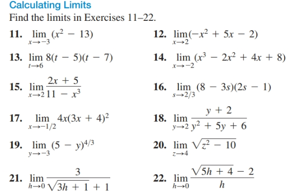 Answered Calculating Limits Find The Limits In Bartleby