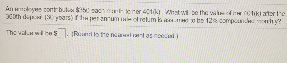 Answered An employee contributes 350 each month… bartleby