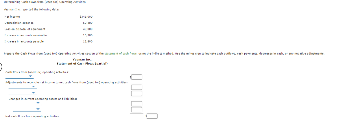 Answered: Determining Cash Flows from (Used for)… | bartleby