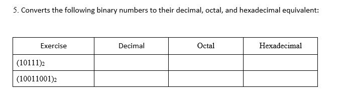 Answered: 5. Converts the following binary… | bartleby