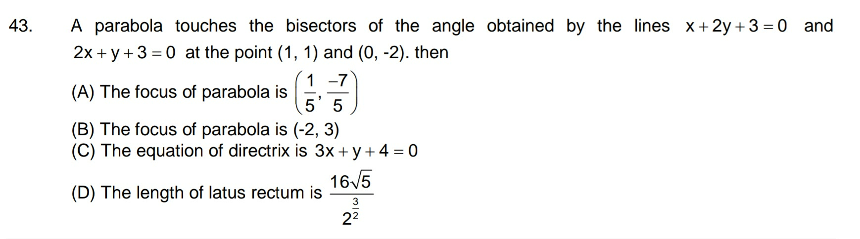 Answered A Parabola Touches The Bisectors Of The Bartleby