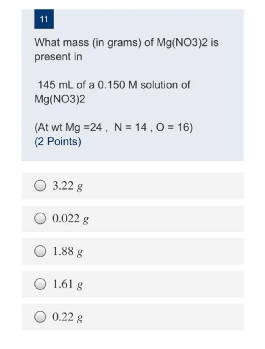Answered What Mass In Grams Of Mg N03 2 Is Bartleby