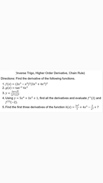 Answered Find The First Three Derivatives Of The Bartleby 