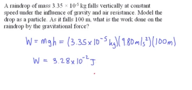 Answered A Raindrop Of Mass 3 35 10 Kg Falls Bartleby