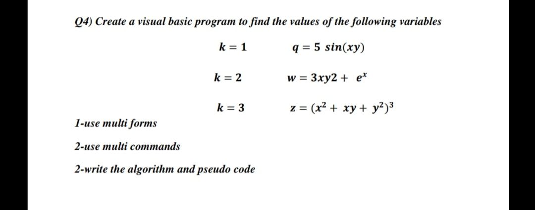 Answered Q4 Create A Visual Basic Program To Bartleby