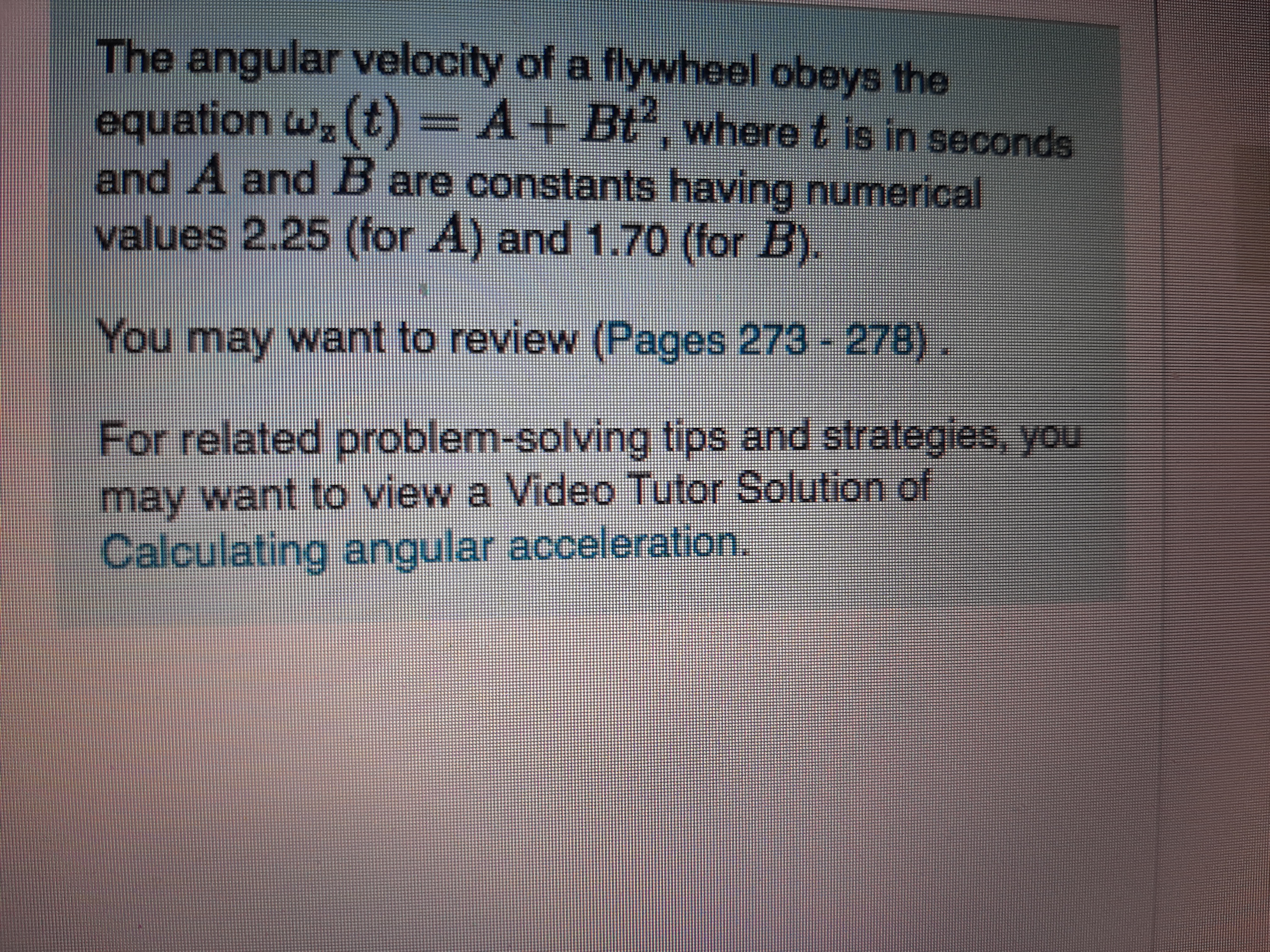 Answered: The angular velocity of a flywheel… | bartleby