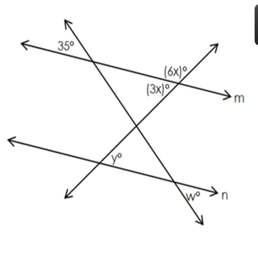 Answered: Solve for w.Explain using angle pairs.… | bartleby