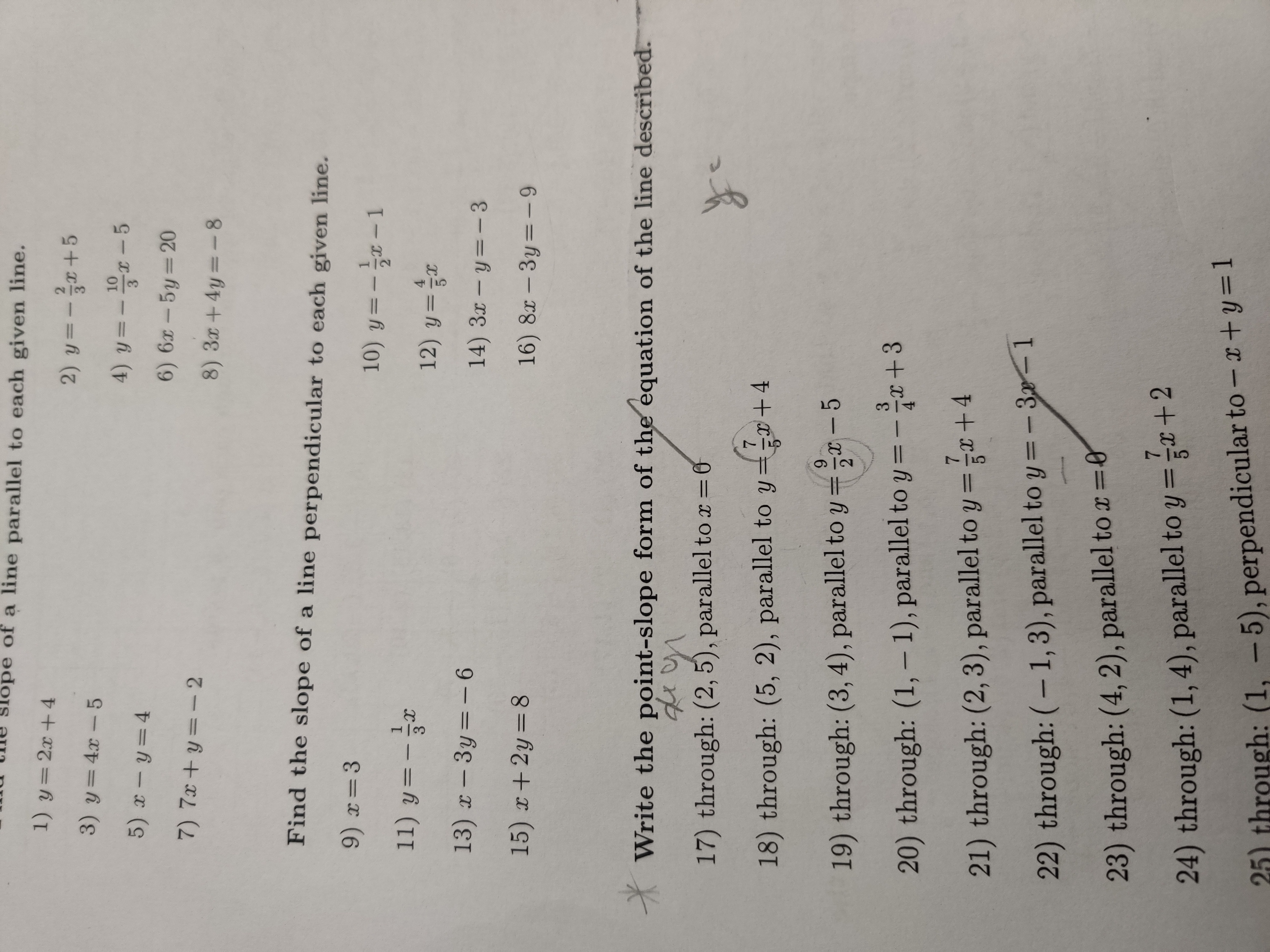 Answered Slope Of A Line Parallel To Each Given Bartleby