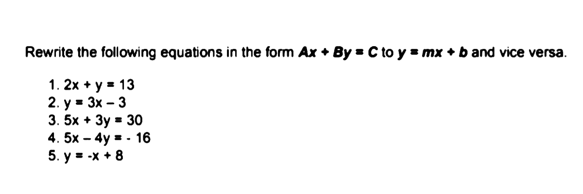 Answered Rewrite The Following Equations In The… Bartleby