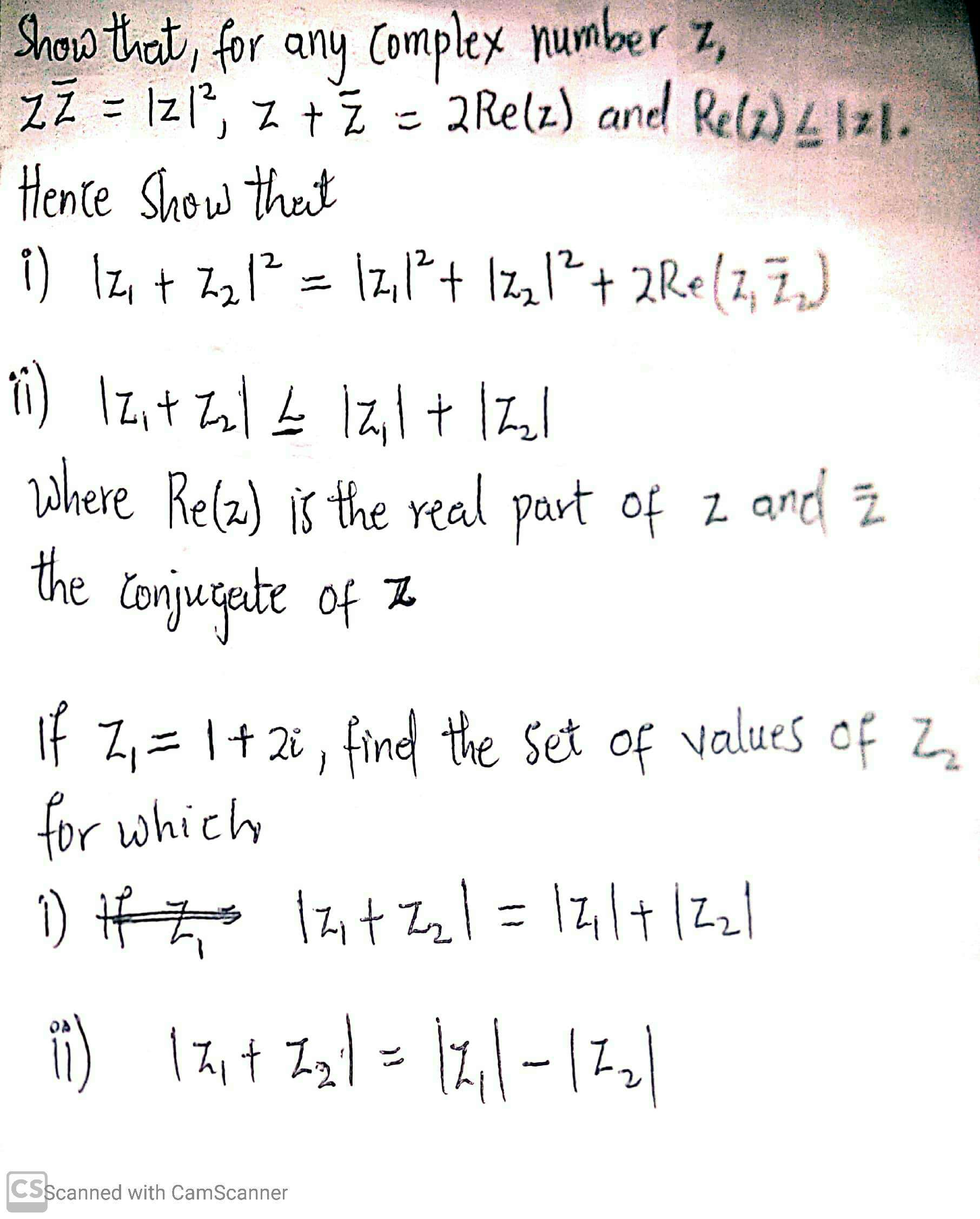 Answered Show That For Any Complex Number Z Zz Bartleby