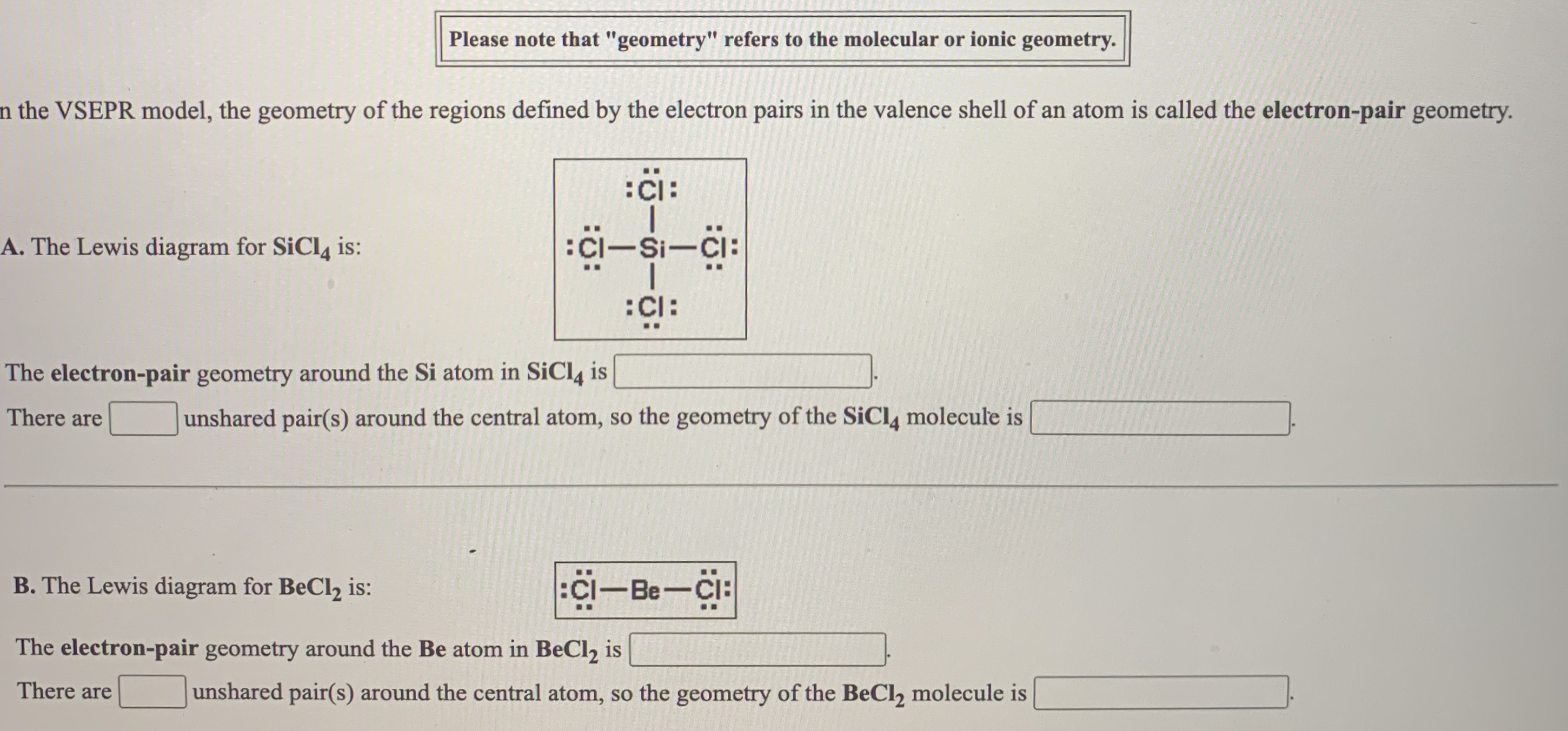 Answered The Vsepr Model The Geometry Of The Bartleby