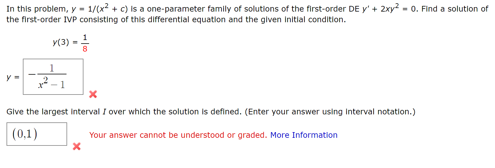 Answered In This Problem Y 1 X2 C Is A Bartleby