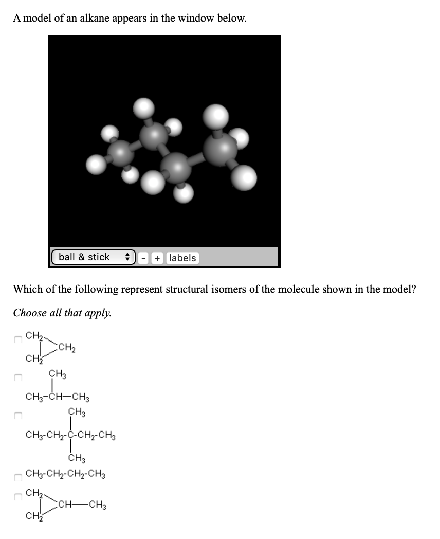 Answered: A Model Of An Alkane Appears In The… | Bartleby