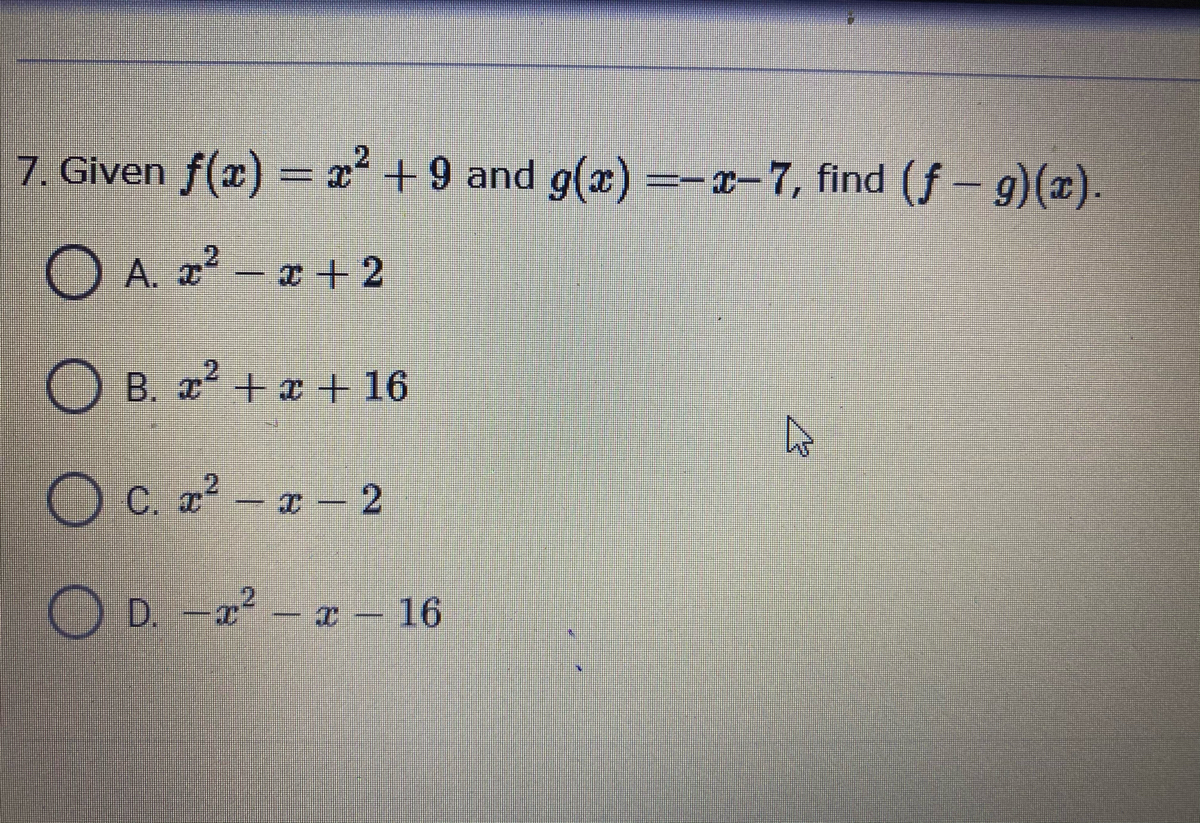 Answered Given F X X 9 And G X X 7 Find Bartleby